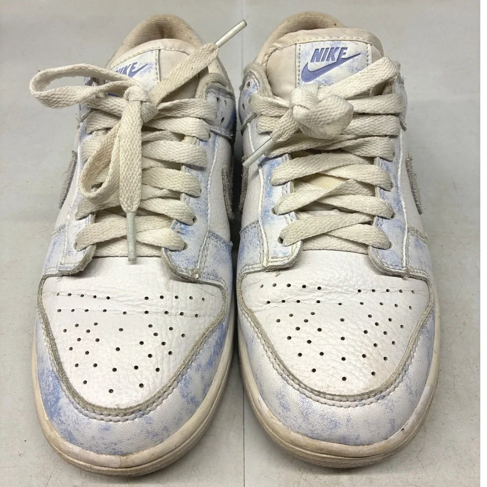 Nike Dunk Low Bleached Acid Wash Sneakers Womens 6.5 Blue White Streetwear